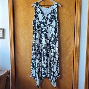 J. Jill Knit Midi Dress Blue & White Floral Size Large